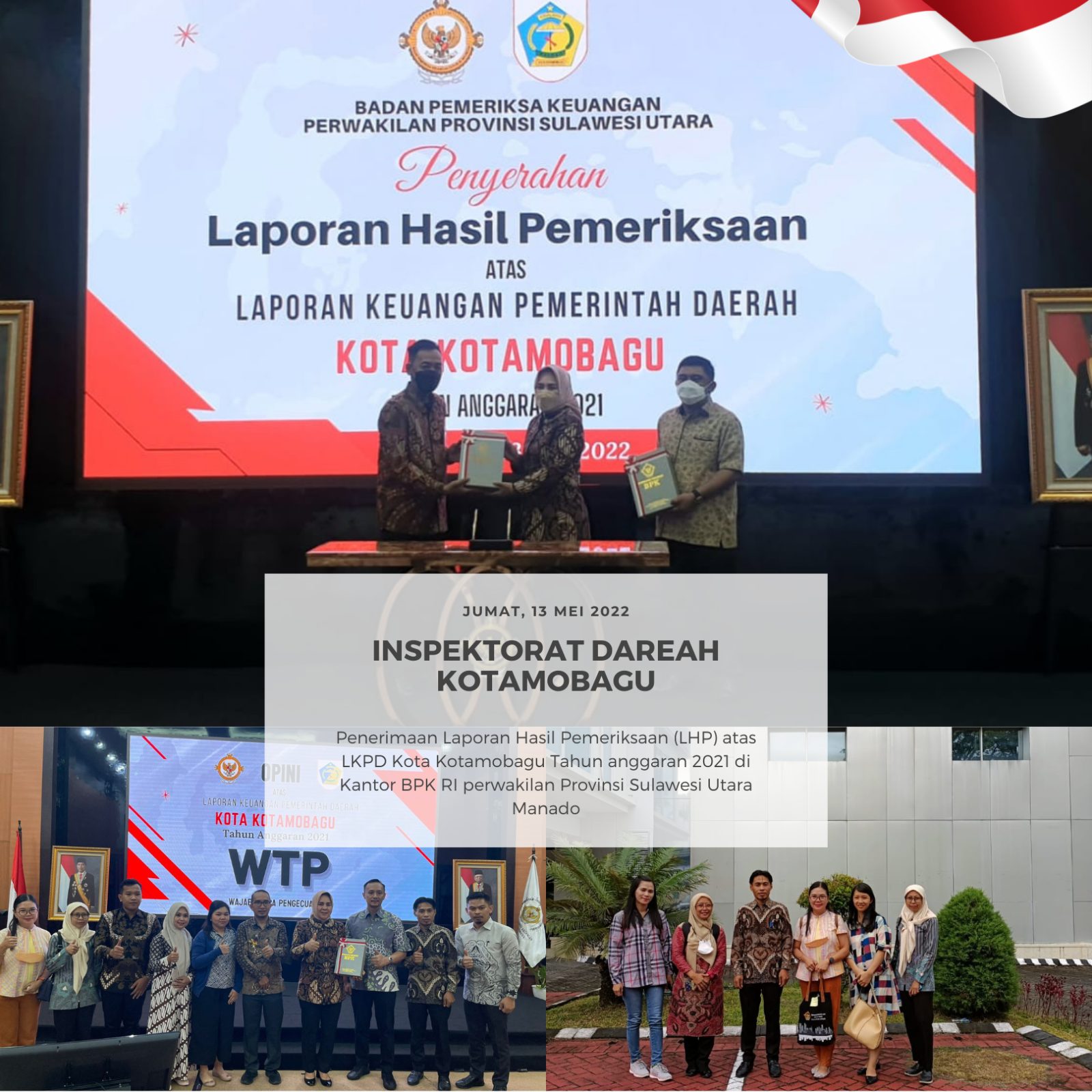Penerimaan Laporan Hasil Pemeriksaan (LHP) atas LKD Kota Kotamobagu Tahun Anggaran 2021